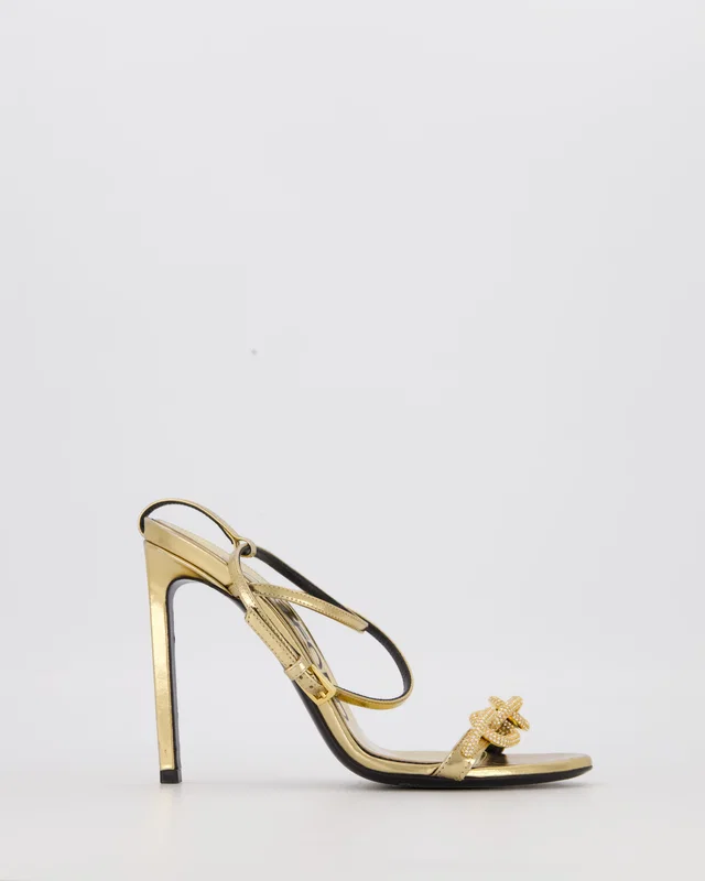 Tom Ford 105mm Crystal Embellished Heels in Gold Size EU 37.5 in Gold Leather from Sellier