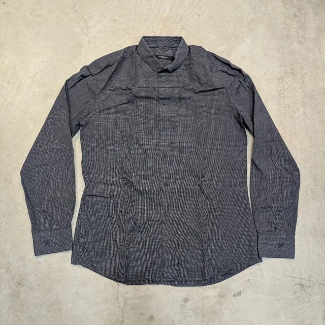 Givenchy Paris Men's L? Xl? Button Up Shirt Gray Check Long Sleeve in black|gray from Poshmark, photo 1 of 1