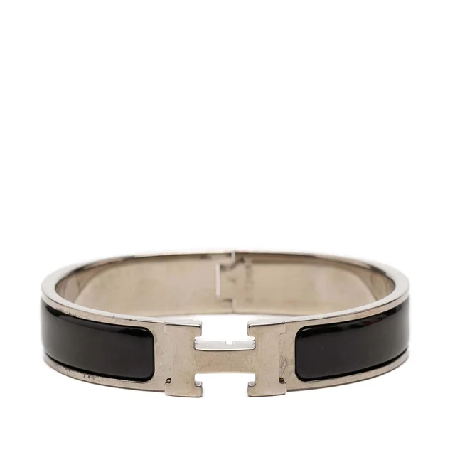 Black Hermès Narrow Enamel Clic H Bracelet PM in Black from Designer Revival, photo 1 of 1