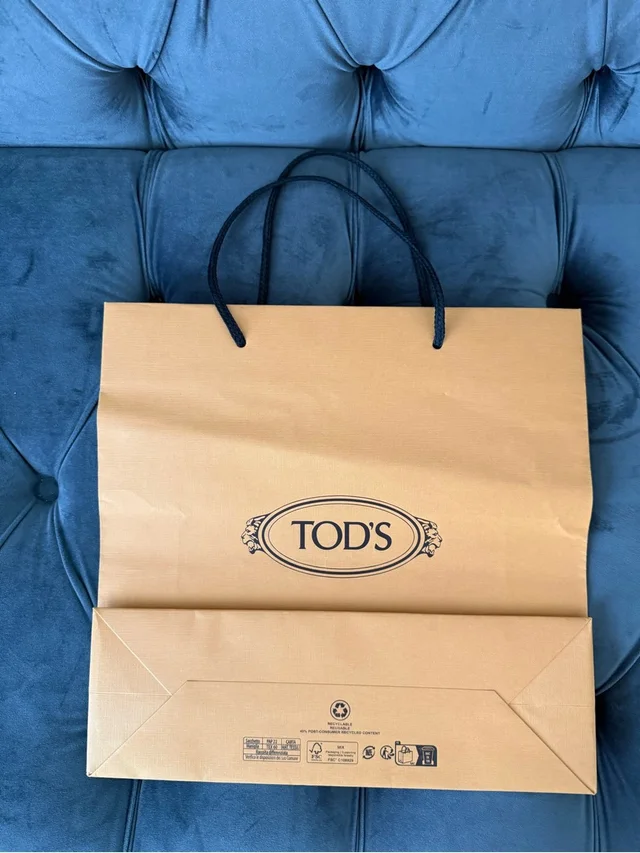 Medium Tod's Tan Paper Shopping Bag With Black Logo And Handles Size 14x14 in black|brown|neutral from Poshmark