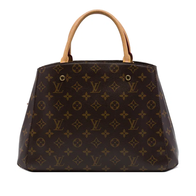 Brown Louis Vuitton Monogram Montaigne MM Satchel in Brown Coated canvas from Designer Revival