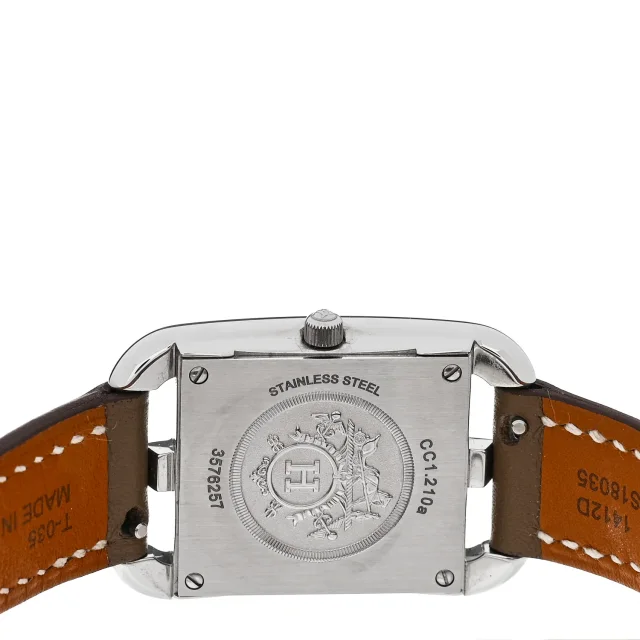 Hermès Stainless Steel Swift Diamond Mother of Pearl 23mm Cape Cod Quartz Watch Etoupe in Taupe Swift leather from FASHIONPHILE, photo 4 of 5