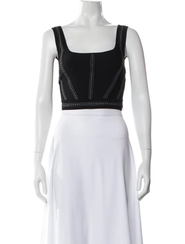 Alexander McQueen Square Neckline Sleeveless Crop Top in white from The RealReal