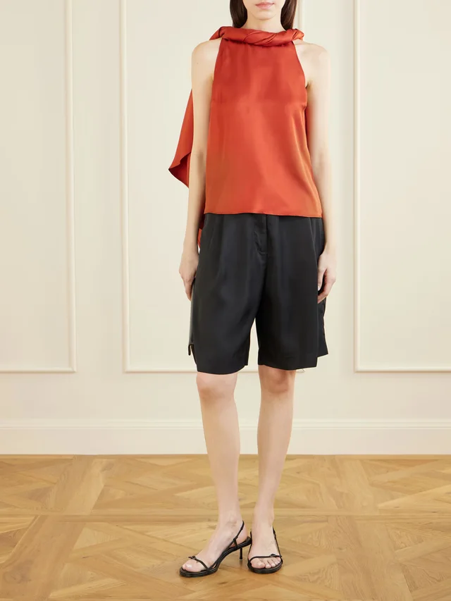 LOULOU DE SAISON Wilma twisted silk-twill top in Red, photo 2 of 2 from NET-A-PORTER (Canada)