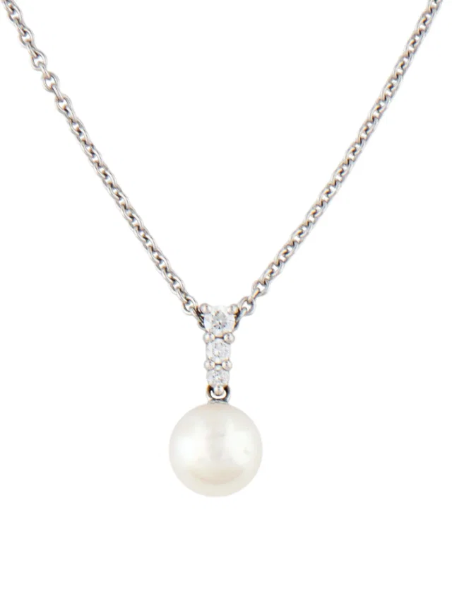 Mikimoto 18K Pearl & Diamond Pendant Necklace, 18" in multicolor from The RealReal