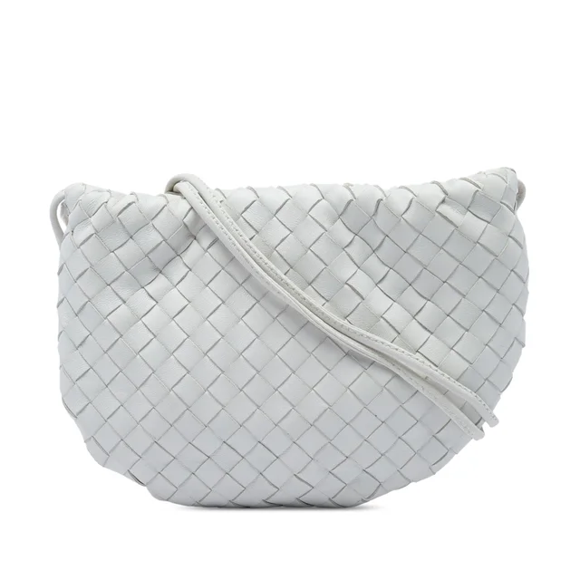 White Bottega Veneta Mini Nappa Intrecciato Bulb Crossbody in White Nappa leather from Designer Revival