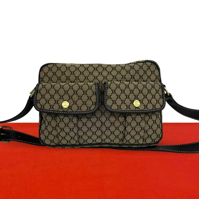 Celine Macadam Blason Pattern Canvas Leather Shoulder Bag Pochette Crossbody in Canvas from The Reluxe