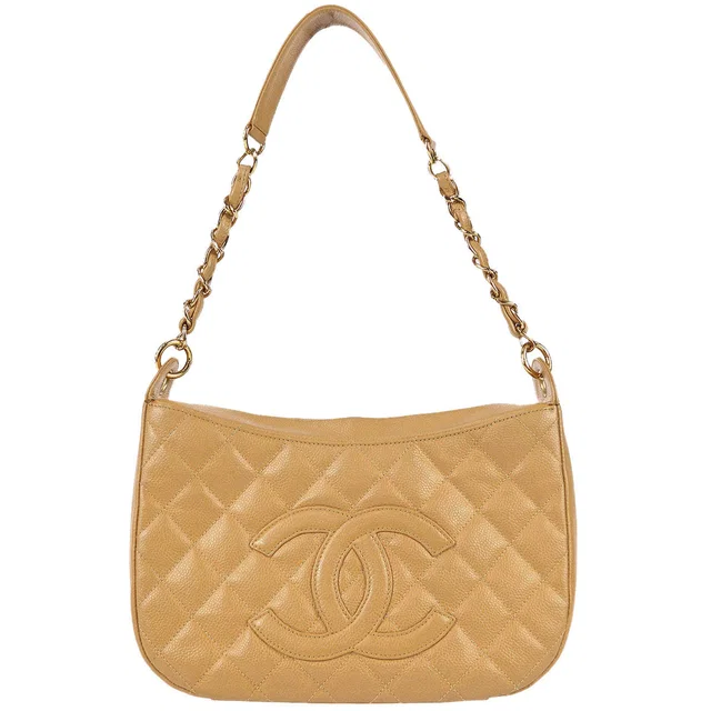 Chanel 2004-2005 Beige Caviar Shoulder Bag in Beige Caviar leather from AMORE Vintage Tokyo