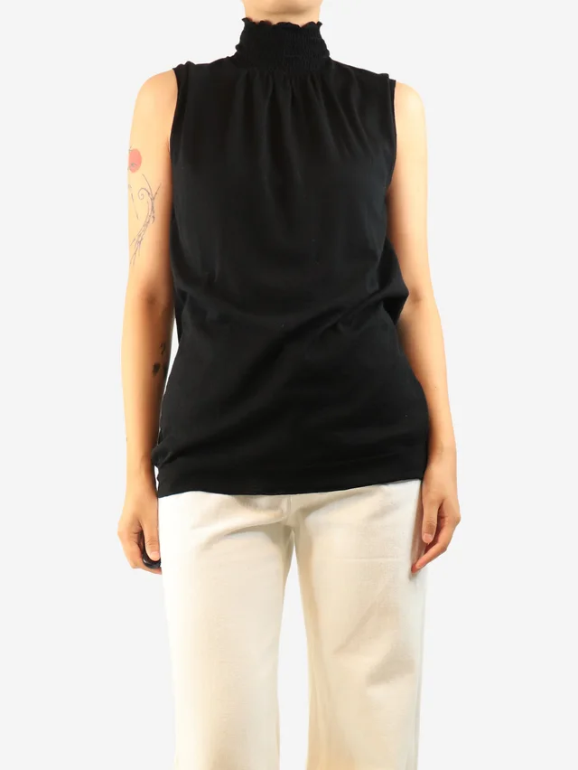 Prada Black high-neck fine-knit top - size UK 12 in Black from Sign of the Times