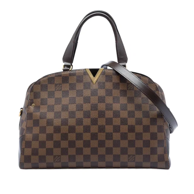 Brown Louis Vuitton Damier Ebene Kensington Bowling Shoulder Bag in Brown Canvas from Designer Revival