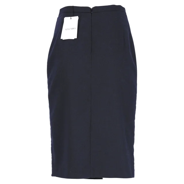 Altuzarra Side-Slit Midi Pencil Skirt in Navy Blue Wool in Blue, photo 3 of 6 from ShopSimon