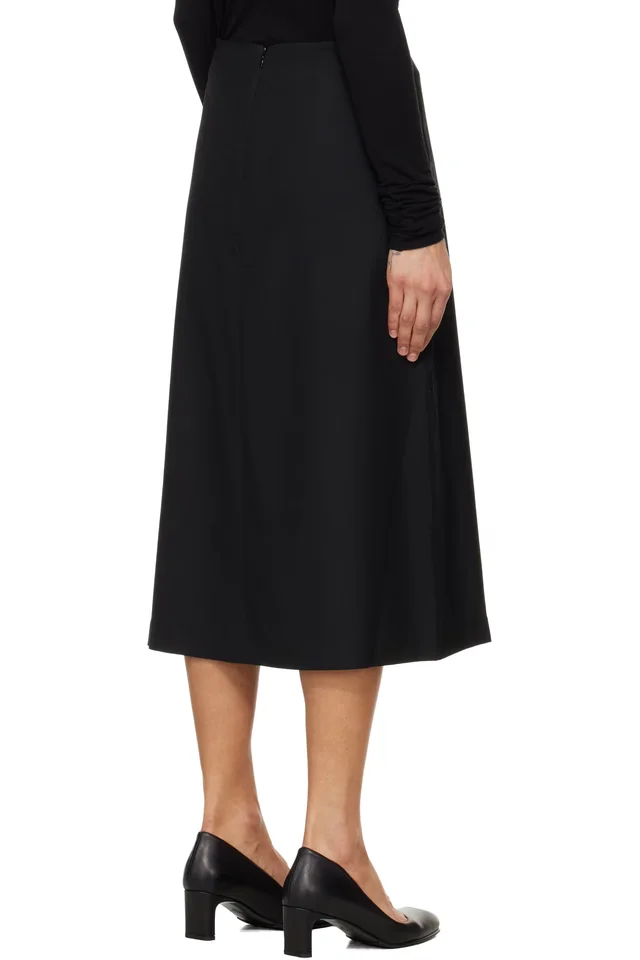 TONYWACK Black Wool Midi Skirt, photo 3 of 4 from SSENSE