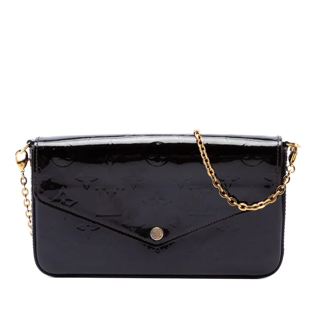 Purple Louis Vuitton Monogram Vernis Pochette Felicie Crossbody Bag in Purple Leather from Designer Revival