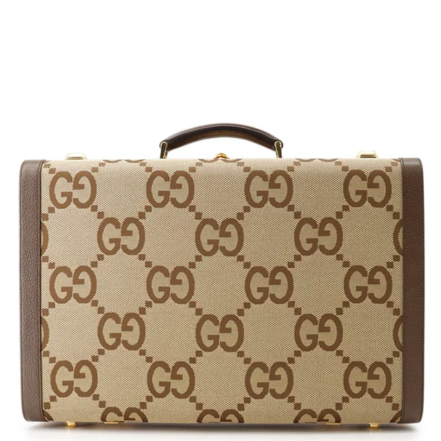 Gucci Jumbo GG Medium Rigid Suitcase Brown722179 Canvas Leather in Canvas from GALLERY RARE