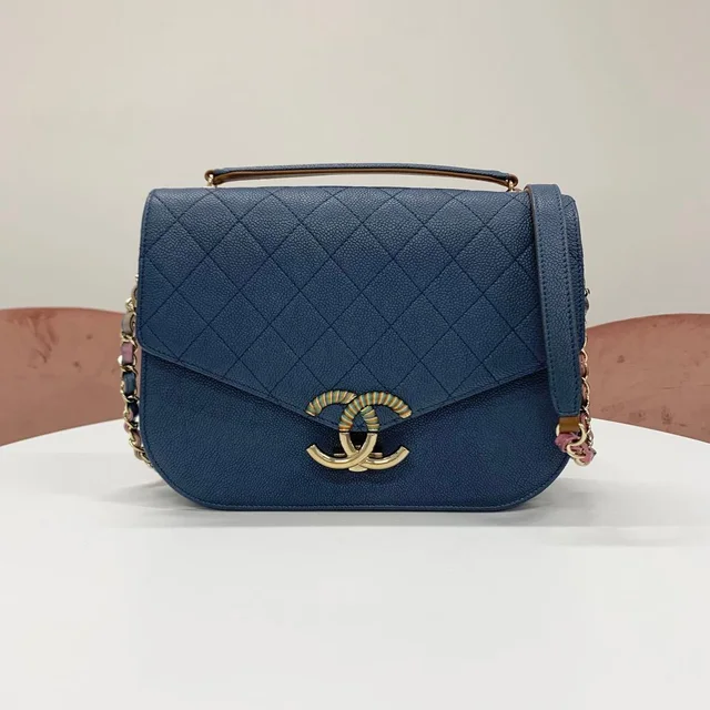 Chanel Half CC Logo Quilted Caviar Leather Shoulder Bag in Caviar leather from The Reluxe