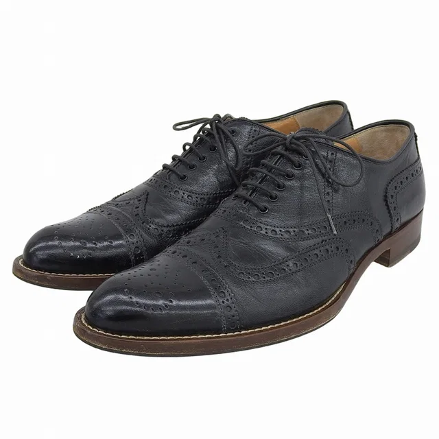 Miu Miu Wingtip Lace-up Shoes #6 Black in Black Leather from VINTAGE QOO TOKYO