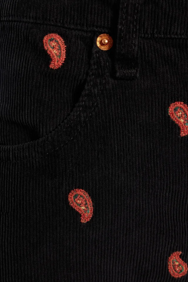 Re/Done Embroidered Cotton-Corduroy Flared Pants, photo 4 of 4 from THE OUTNET