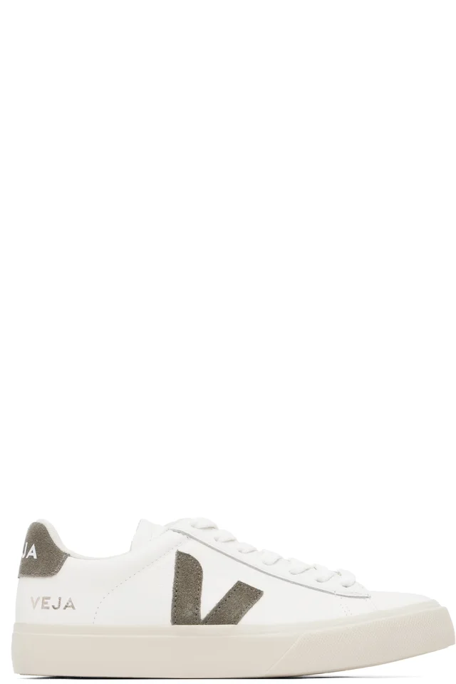 White & Khaki Campo Leather Sneakers