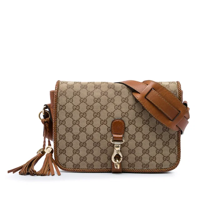Beige Gucci GG Canvas Marrakech Crossbody in Beige Canvas from Designer Revival