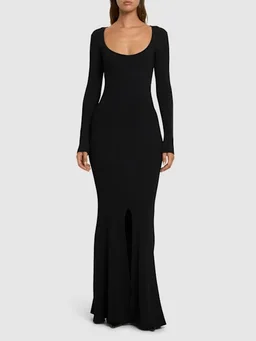 David Koma Long Dress with Square Neckline in 75% Viscose, 23% Nylon, 2% Elastane, photo 2 of 5 from LUISAVIAROMA