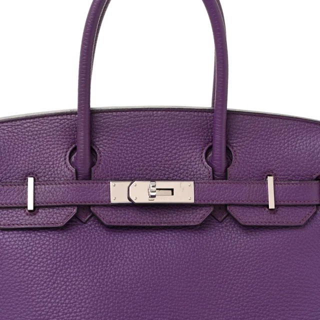 Hermès Taurillon Clemence Birkin 30 Ultraviolet in Clemence leather from FASHIONPHILE, photo 8 of 14