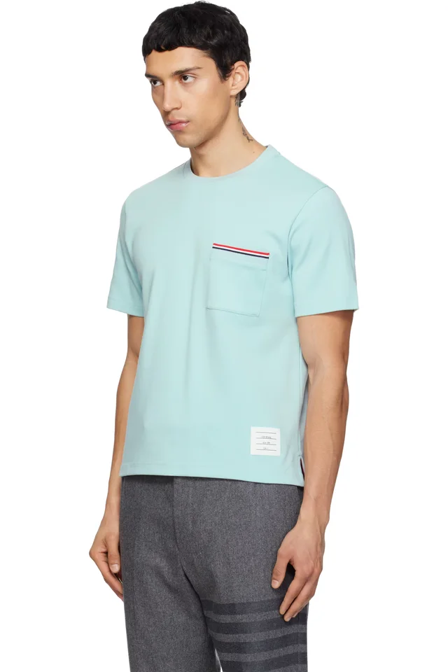 Thom Browne Blue Milano Cotton Oversized Pocket T-shirt, photo 4 of 5 from SSENSE