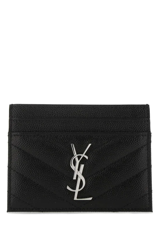 Saint Laurent Monogram Quilted Leather Card Case — Black Wallet in Black Leather from HEWI