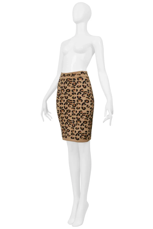 Alaïa Leopard Print Skirt 1991 in Wool from Resurrection Vintage, photo 6 of 8