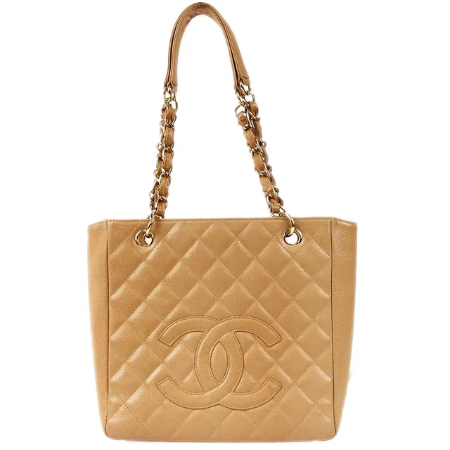 Chanel 2003-2004 Petite Shopping Tote PST Caviar in Beige Caviar leather from AMORE Vintage Tokyo