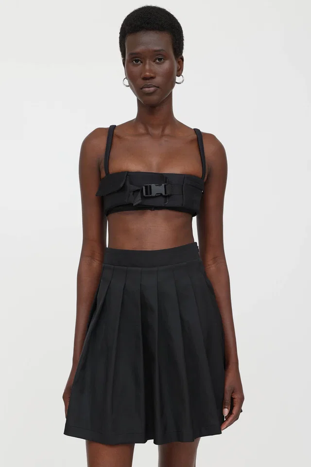 Miu Miu 2022 Neoprene Cargo Bra Top in Wool from VSP Consignment