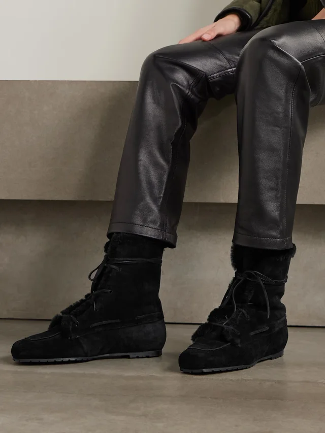 AEYDE Paul shearling ankle boots in Black, photo 2 of 2 from NET-A-PORTER (Canada)