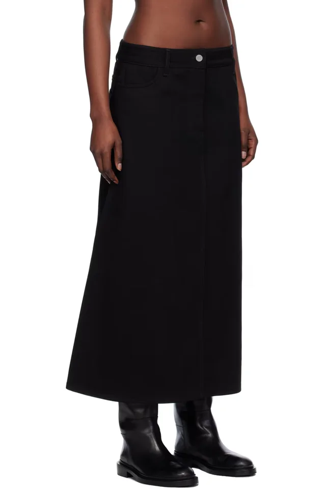 Studio Nicholson Black A-Line Denim Maxi Skirt, photo 2 of 4 from SSENSE