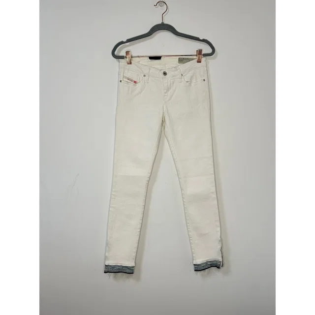 Diesel Skinzee Low Skinny White Jeans Zip Ankle Stretch Womens Size 28 W 32 L in white Denim from Poshmark