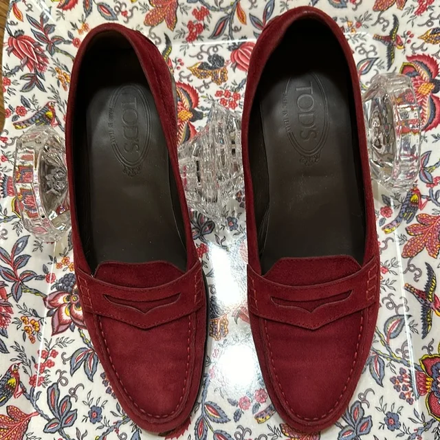Tod's Burgundy Suede Penny Loafers For Women in red Suede from Poshmark