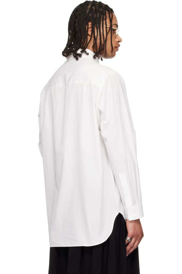 YOHJI YAMAMOTO White Cotton Broad Double Collar Shirt, photo 3 of 4 from SSENSE
