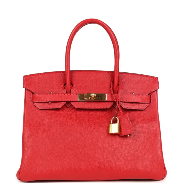 Hermès Birkin 30 Rouge Casaque Epsom Gold Hardware in Red Epsom leather from Madison Avenue Couture