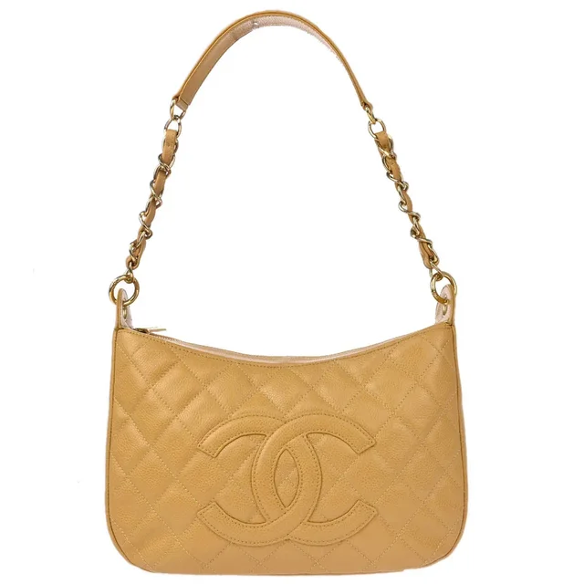 Chanel 2005-2006 Beige Caviar Chain Shoulder Bag in Beige Caviar leather from AMORE Vintage Tokyo