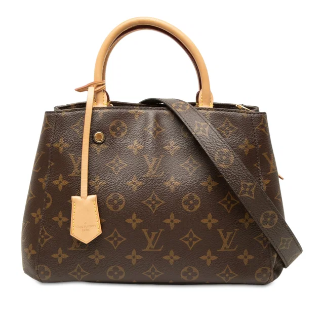 Brown Louis Vuitton Monogram Montaigne BB Satchel in Brown Coated canvas from Designer Revival