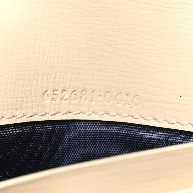 Gucci GG Supreme Monogram Textured Calfskin Web Jackie 1961 Chain Wallet Beige Ebony Mystic White in White Calfskin from FASHIONPHILE, photo 7 of 12