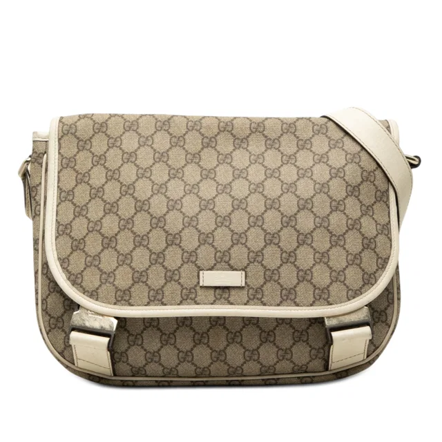 Beige Gucci GG Supreme Crossbody in Beige Coated canvas from Designer Revival
