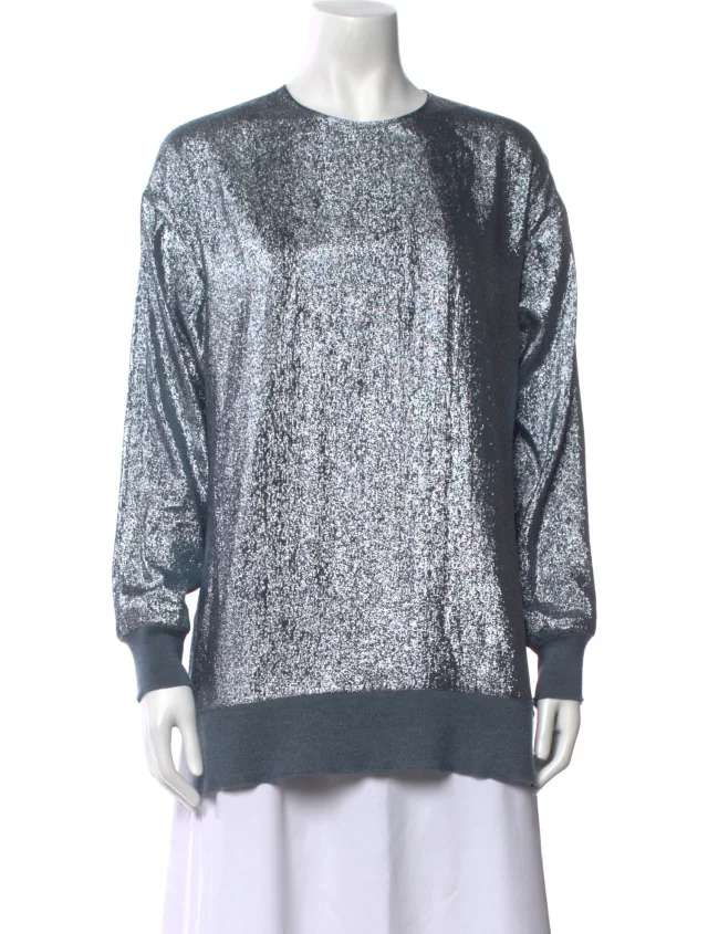 Stella McCartney Crew Neck Long Sleeve Sweatshirt in blue from The RealReal