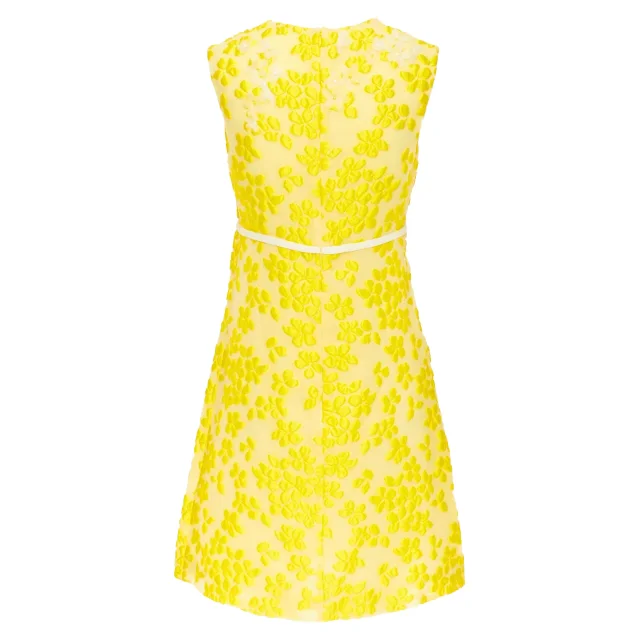 Giambattista Valli silk floral cloque mini bow dress in yellow, photo 5 of 6 from ShopSimon