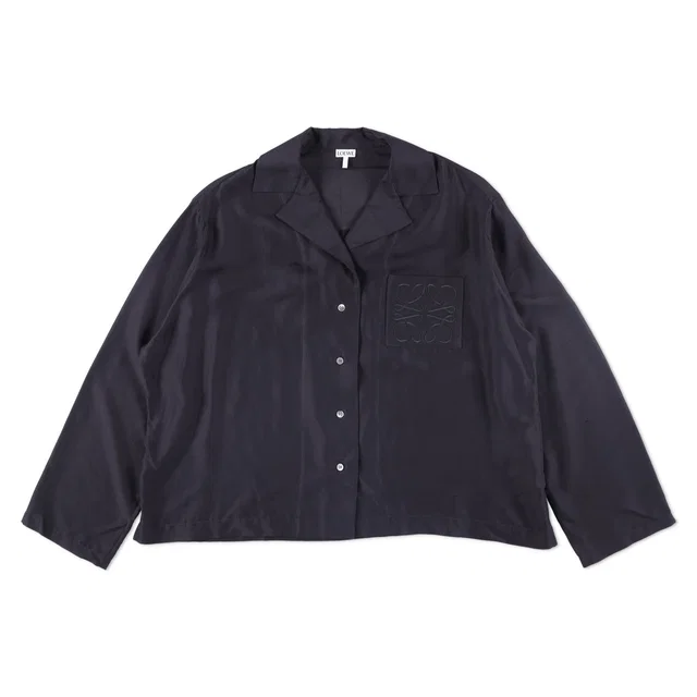 Loewe Anagram-Embroidered Long-sleeve Silk-blend Pyjama Shirt in Silk from HEWI
