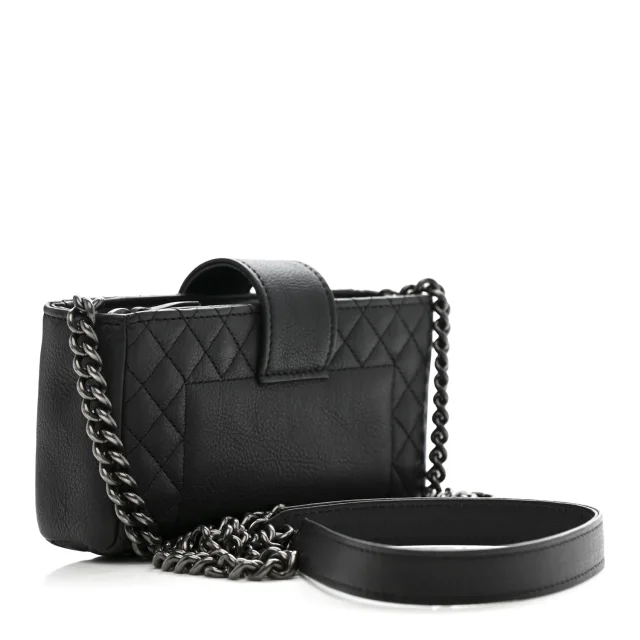 Chanel Boy Reverso Mini Pochette Black in Black Calfskin from FASHIONPHILE, photo 3 of 12