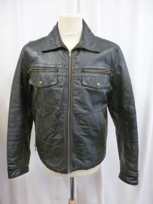 Diesel Jacket Black Size: M in Black Leather from Oxfam Online Shop
