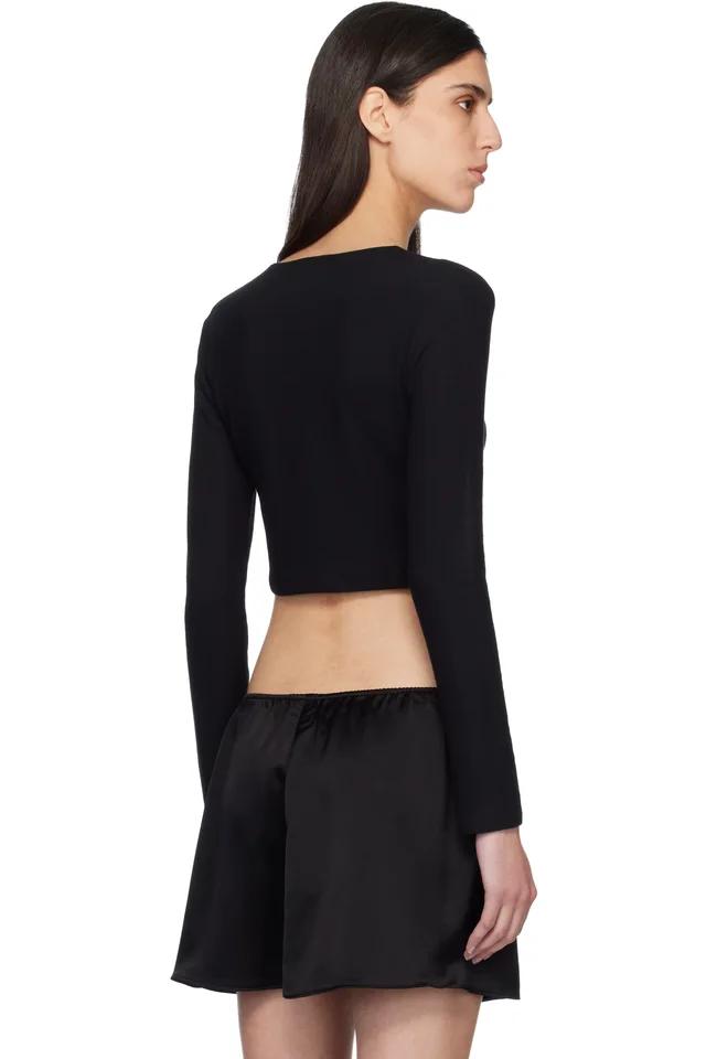 LESET Black Lauren Crop II Cardigan, photo 3 of 4 from SSENSE
