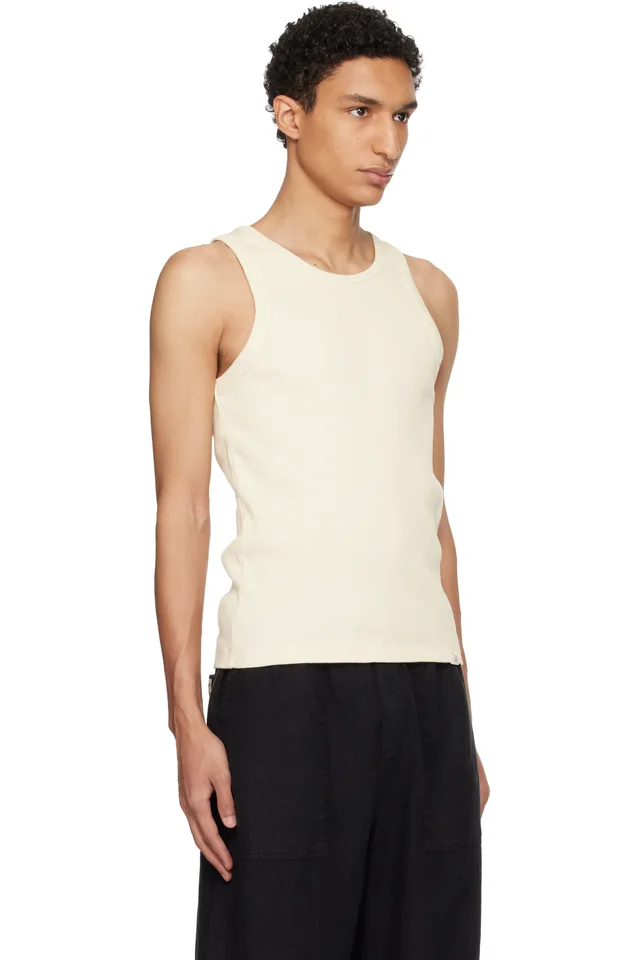 Merz b. Schwanen Off-White Iconic Ribbed Cotton Tank Top, photo 2 of 3 from SSENSE