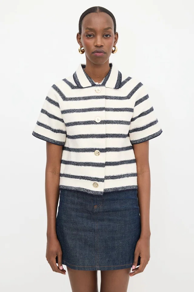 Dior Knit Marinière Short Sleeve Jacket in Wool from VSP Consignment