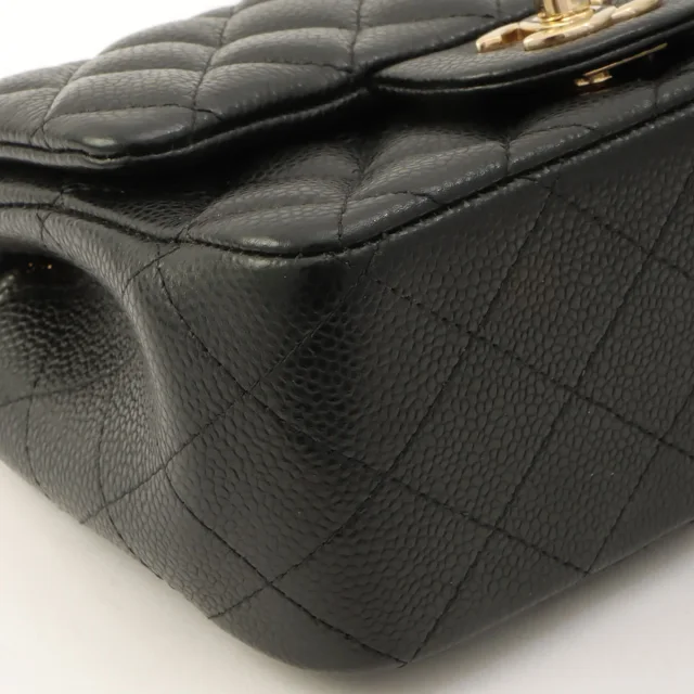 Chanel Around 2018, Capucine Classic Flap Chain Bag Mini Black from VINTAGE QOO TOKYO, photo 8 of 12