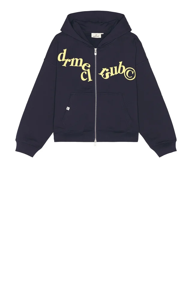 DRMERS CLUB Hanging Letters Zip Up Hoodie in Navy, photo 4 of 4 from REVOLVE (Canada)